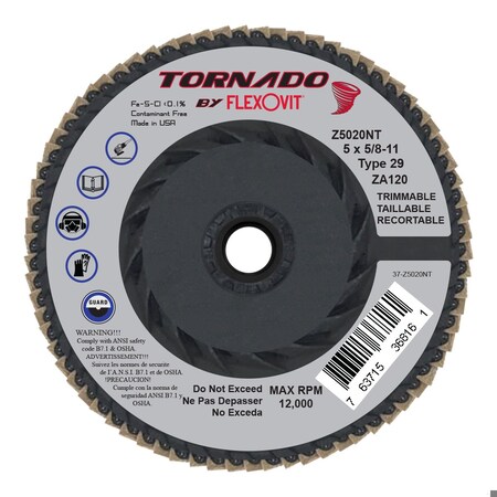 Flexovit FLAP DISC TORNADO 5 in X5/8-11 Z5020NT